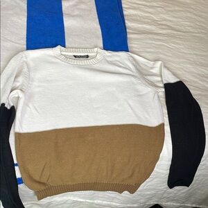 Volcom White and Black Crewneck Sweater